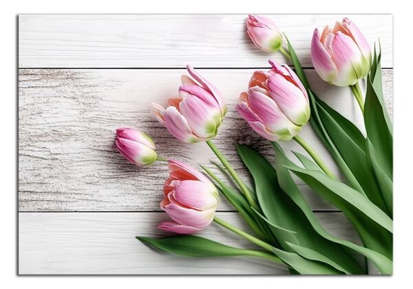 Obraz na plátně Růžové tulipány