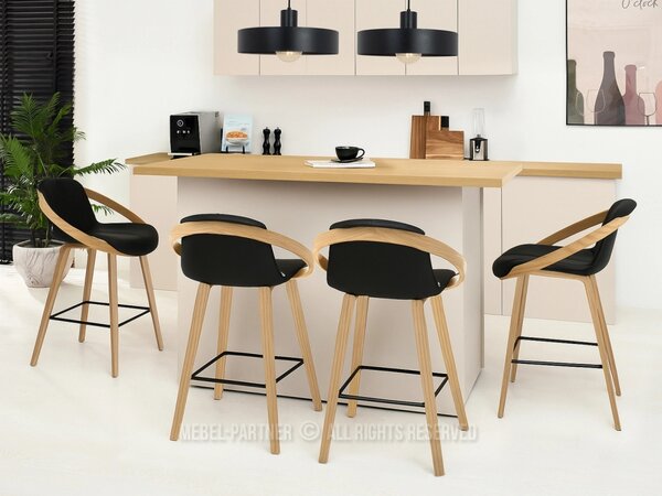 Designová barová židle HODA - dub / černá