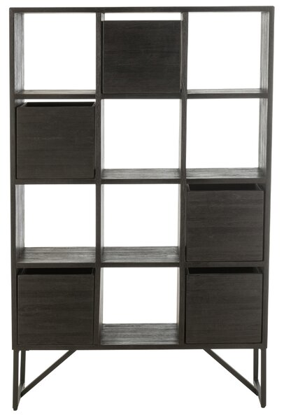 -25 % Dny MOMENTI– Černý dřevěný regál J-line Takke 158 x 100 cm