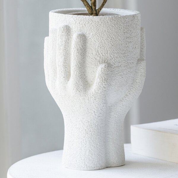 Bílý cementový květináč J-line Bransi Ø 14 cm