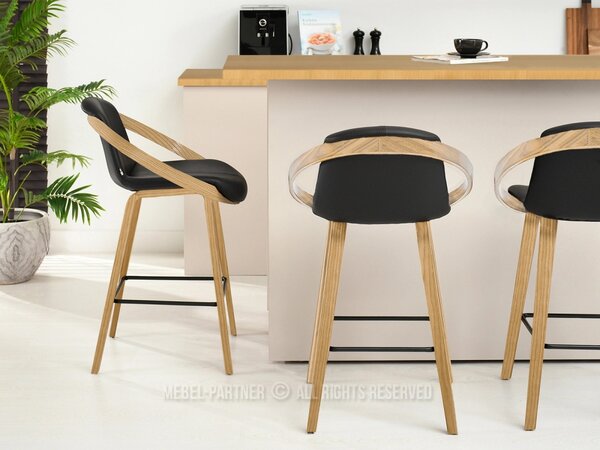 Designová barová židle HODA - dub / černá