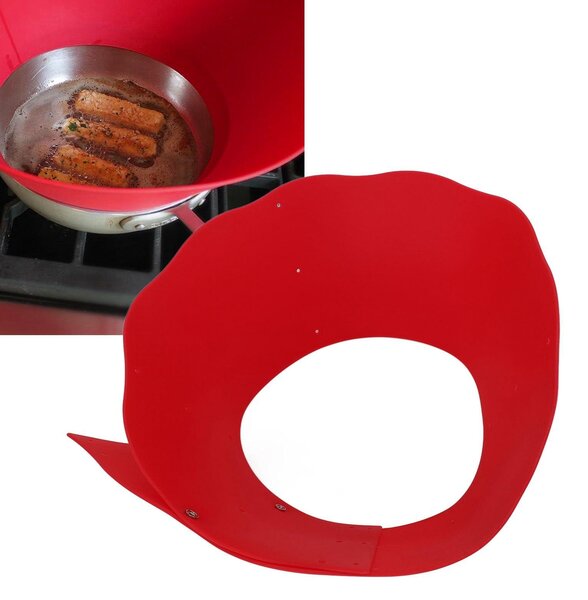 Silikonová ochrana proti stříkajícímu oleji, nastavitelná, pro pánve, ochrana stěn, kuchyňské potřeby, červená barva