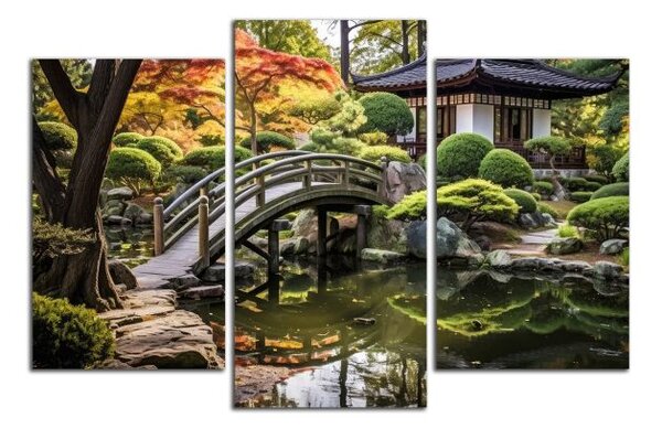 Obraz na plátně Japonská zahrada s můstkem
