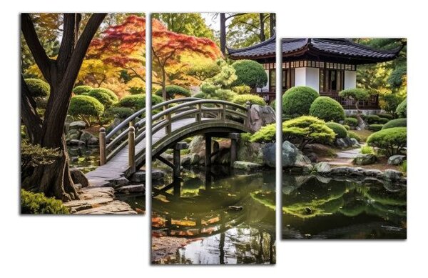 Obraz na plátně Japonská zahrada s můstkem