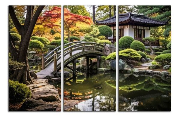 Obraz na plátně Japonská zahrada s můstkem