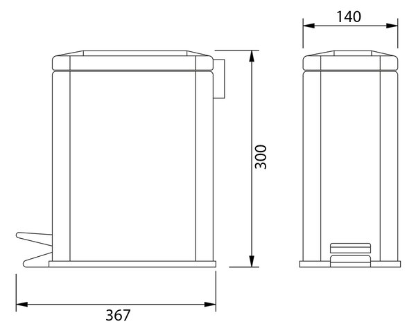 Aqualine Aqualine, SIMPLE LINE odpadkový koš obdélníkový 5 l, nerez lesk, GAQ005