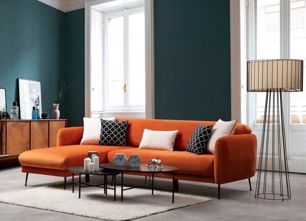Hanah Home Rohová sedací souprava Sevilla 270 cm oranžová levá