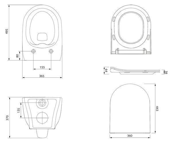 Cersanit Luna wc mísa se sedátkem s pomalým sklápěním závěsná bez splachovacího kruhu bílá lesk S701-871