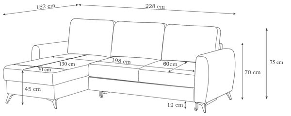 ROHOVÁ ROZKLÁDACÍ POHOVKA, kov, textil, kompozitní dřevo, šedá MID.YOU - Online Only sedačky, Online Only