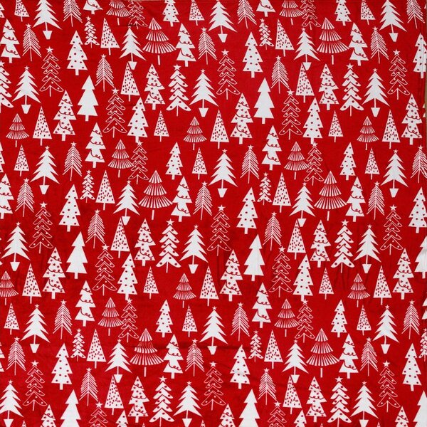 Červená vánoční mikroplyšová deka CHRISTMAS TREES Rozměr: 160 x 200 cm