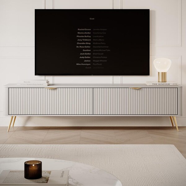 LANTE b | TV stolek E 200 2D | 200 cm | béžová/zlatá
