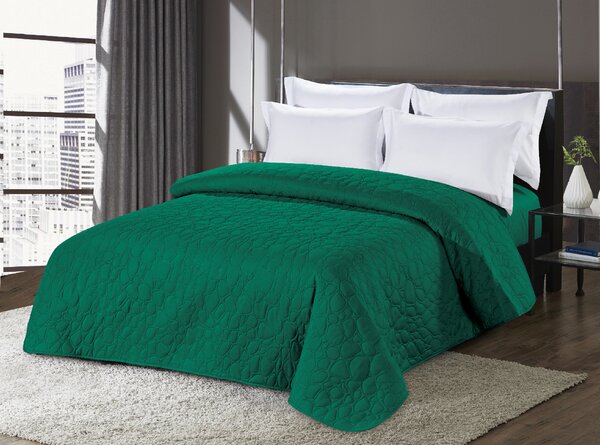 Zelený přehoz na postel se vzorem STONE Rozměr: 220 x 240 cm