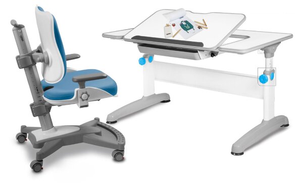 Dětský set MyChamp UNIQ - modrý, set židle + stůl