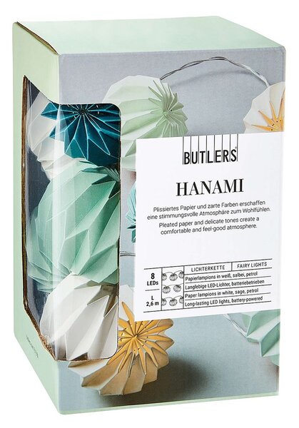 HANAMI LED Světelný řetěz lampióny 8 světel - šalvějová
