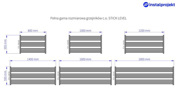 Instal Projekt Stick Level koupelnový radiátor designově 55.5x100 cm bílá STIL-100/60BZN