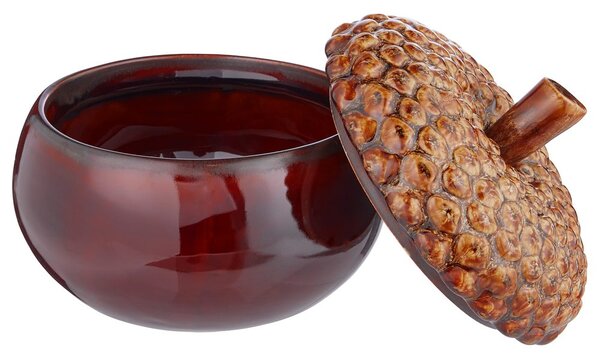 ACORN Keramická dóza 13 cm - hnědá