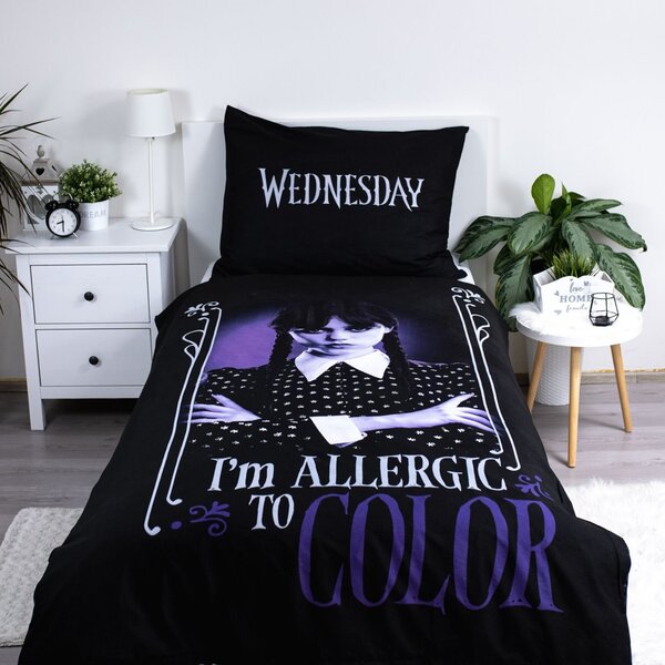 Bavlněné ložní povlečení Wednesday - motiv I'm allergic to color - 100% bavlna - 70 x 90 cm + 140 x 200 cm