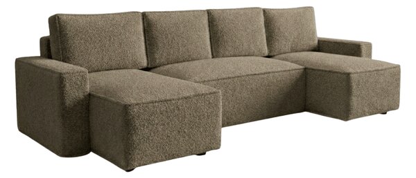 Rozkládací sedací souprava do U SMART BOUCLE 303x143 cm, tmavě béžová