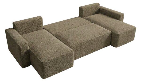 Rozkládací sedací souprava do U SMART BOUCLE 303x143 cm, tmavě béžová