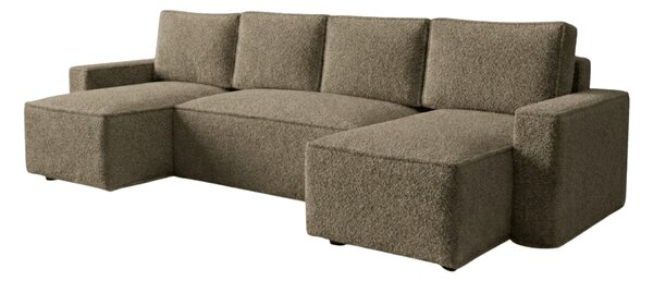 Rozkládací sedací souprava do U SMART BOUCLE 303x143 cm, tmavě béžová