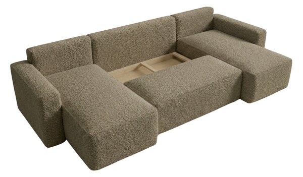Rozkládací sedací souprava do U SMART BOUCLE 303x143 cm, tmavě béžová