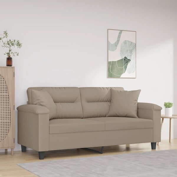 2místná pohovka s polštáři taupe 140 cm tkanina z mikrovlákna 3200971