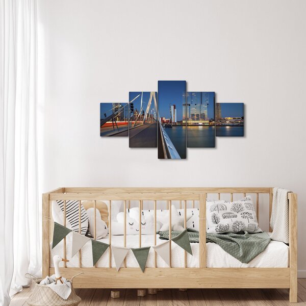 Obraz - Stmívání v Rotterdamu, Holandsko (125x70 cm)