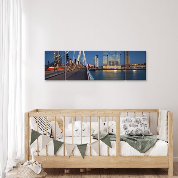 Obraz - Stmívání v Rotterdamu, Holandsko (170x50 cm)