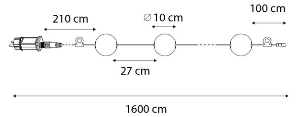 Moderní venkovní světelný řetěz 8M vč. LED 14 světel - Malai