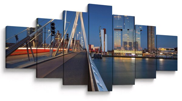 Obraz - Stmívání v Rotterdamu, Holandsko (210x100 cm)