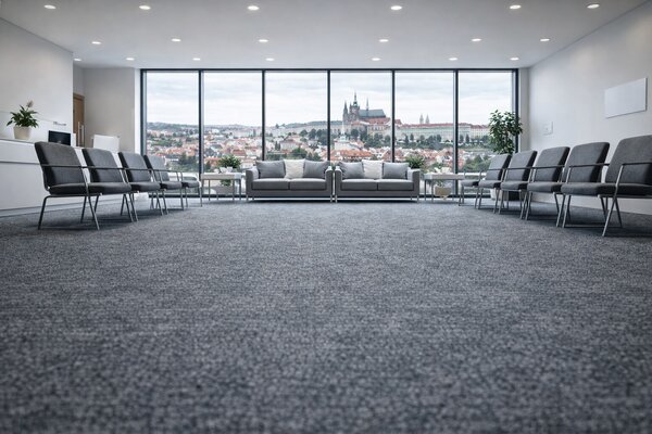 Associated Weavers, Metrážový koberec Medusa 90, na míru, šíře 4m, šedá, ab (mřížka), chodba / předsíň