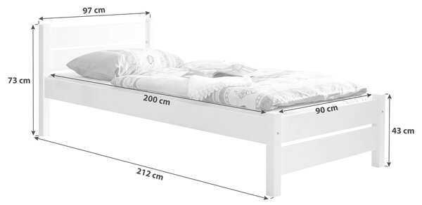 POSTEL, 90/200 cm bílá MID.YOU - Jednolůžkové postele, Online Only