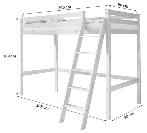 VYSOKÁ POSTEL, 90/200 cm barvy borovice MID.YOU - Dětské postele, Online Only