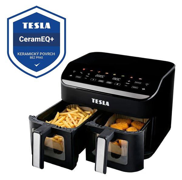 TESLA AirCook DualHeat QD464 XXL - multifunkční duální digitální horkovzdušná fritéza