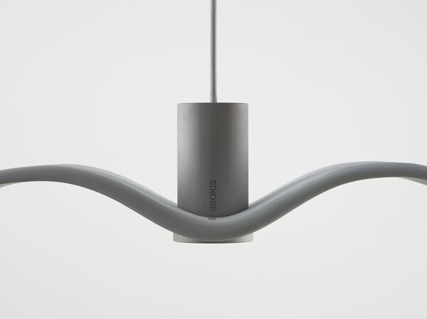 Designové závěsné svítidlo Brokis Night Birds PC963 Povrch Montury: Stříbrný elox, Barva skla: Šedá kouřová - masiv, Povrch baldachýnu: kov - černý matný komaxit