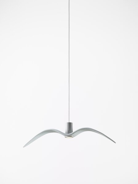 Designové závěsné svítidlo Brokis Night Birds PC963 Povrch Montury: Stříbrný elox, Barva skla: Šedá kouřová - masiv, Povrch baldachýnu: kov - černý matný komaxit