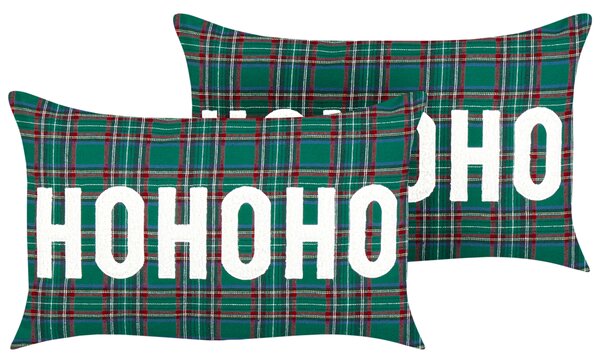 Sada 2 dekorativních polštářů JOYCANDY 30 x 50 cm Zelená Vánoční vzor