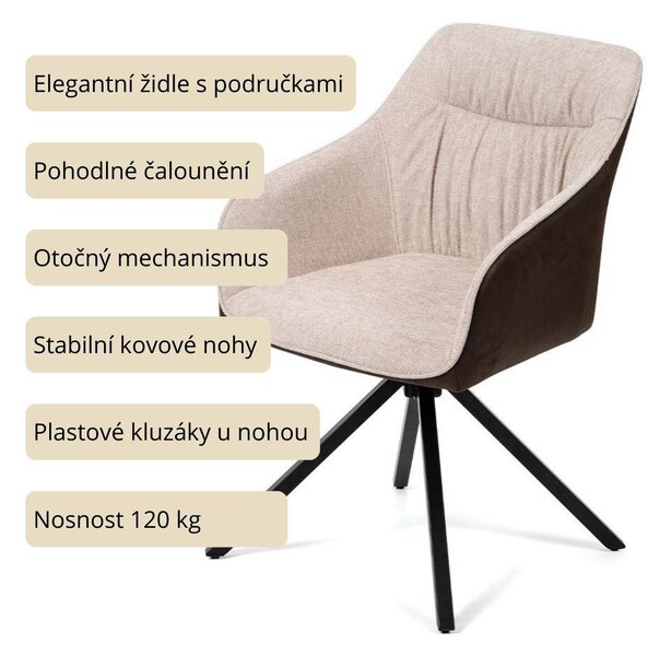 Vikio Jídelní set pro 4 osoby 180x90 cm černý, krémová látka VJS208-4K