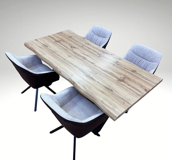 Vikio Jídelní set 4+1 160x90 cm dub, krémová látka VJS154-4K