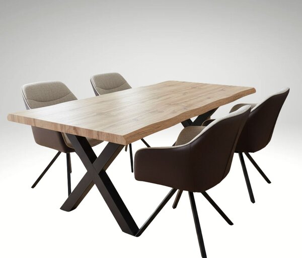 Vikio Jídelní set 4+1 160x90 cm dub, krémová látka VJS154-4K
