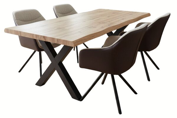Vikio Jídelní set 4+1 160x90 cm dub, krémová látka VJS154-4K