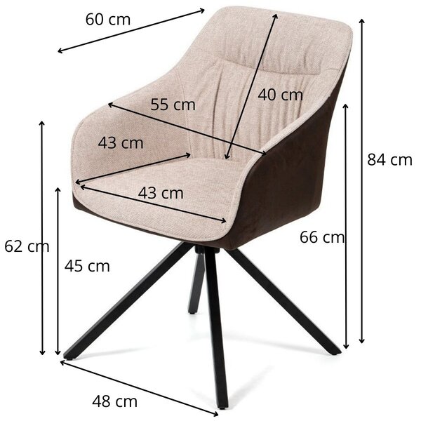 Vikio Jídelní set pro 4 osoby 180x90 cm černý, krémová látka VJS208-4K