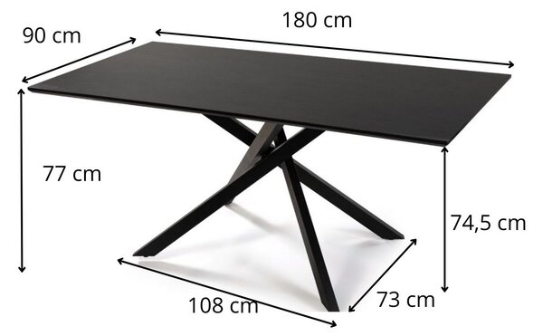 Vikio Jídelní stůl 180x90 černý dekor dřeva HJS102C