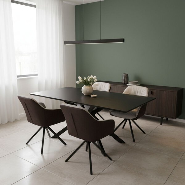 Vikio Jídelní set pro 4 osoby 180x90 cm černý, krémová látka VJS208-4K