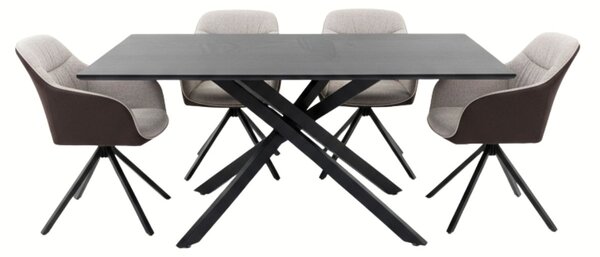 Vikio Jídelní set pro 4 osoby 180x90 cm černý, krémová látka VJS208-4K