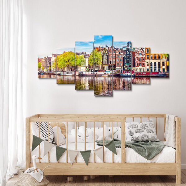 Obraz - Tančící domy, Amsterdam (210x100 cm)
