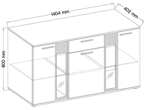 Obývací stěna SALSA + komoda | 235 cm + 140 cm | sonoma