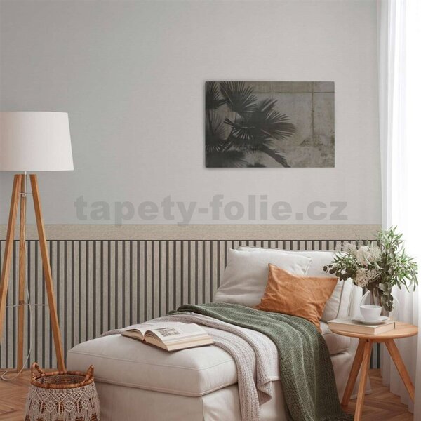 Vliesové fototapety - stěnový panel 39744-2, rozměr 500 cm x 106 cm, lamely dub šedý, A.S. Création