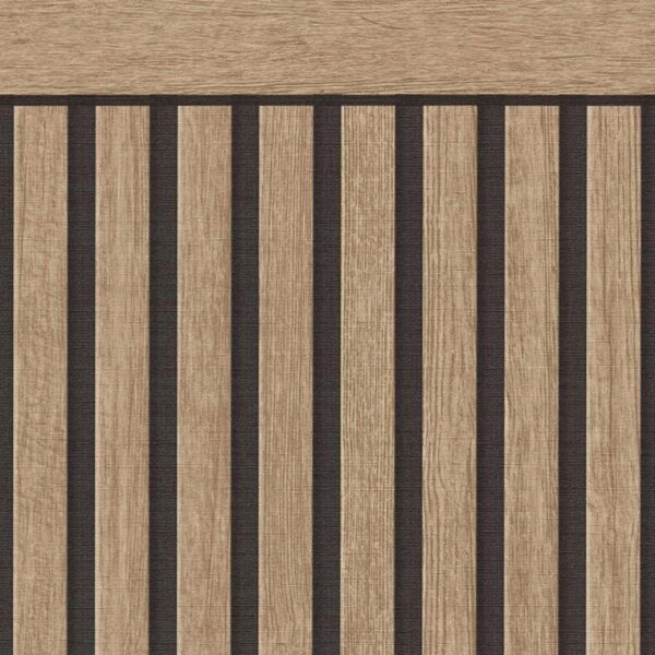 Vliesové fototapety - stěnový panel 39744-4, rozměr 500 cm x 106 cm, lamely dub hnědý, A.S. Création