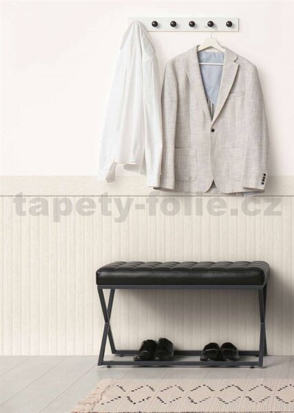 Vliesové fototapety - stěnový panel 39744-3, rozměr 500 cm x 106 cm, lamely dřevo bílé, A.S. Création